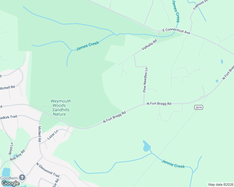 map of restaurants, bars, coffee shops, grocery stores, and more near 654 North Fort Bragg Road in Southern Pines