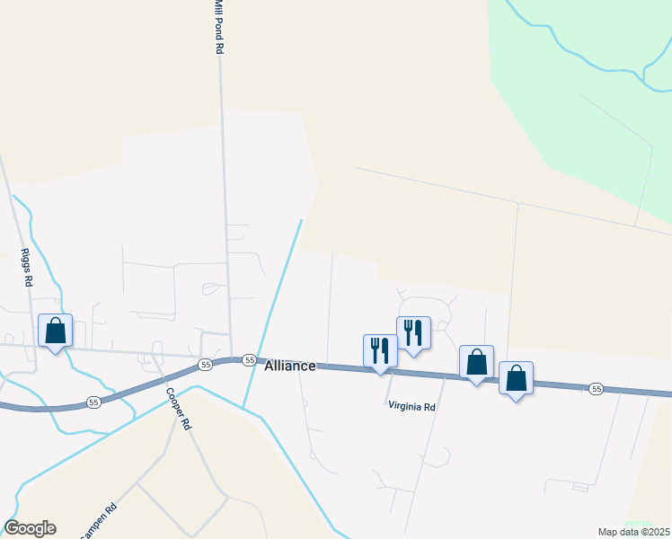 map of restaurants, bars, coffee shops, grocery stores, and more near 204 Connett Lane in Bayboro