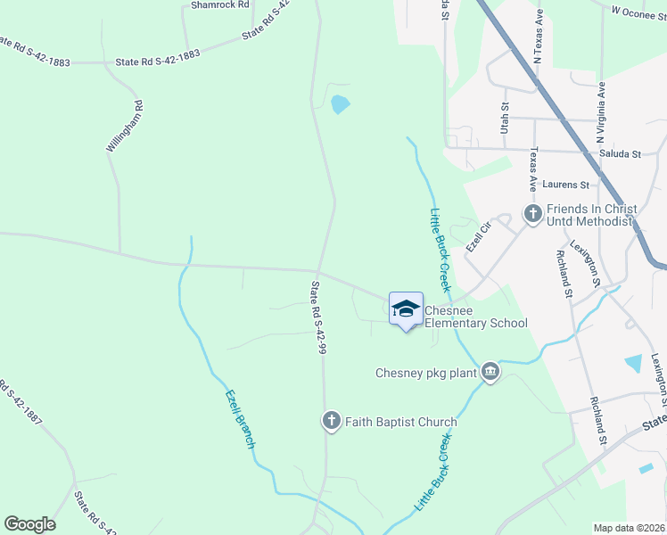 map of restaurants, bars, coffee shops, grocery stores, and more near 1024 Fairfield Road in Chesnee