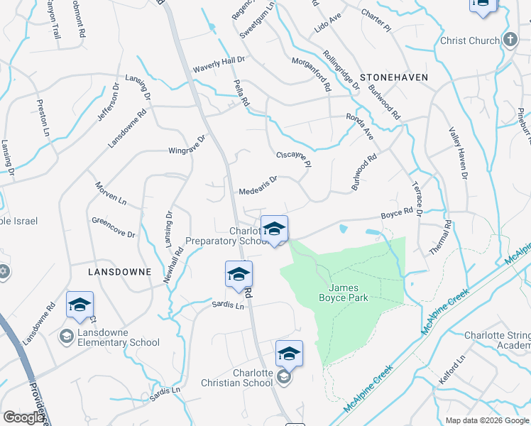 map of restaurants, bars, coffee shops, grocery stores, and more near 236 Charndon Village Court in Charlotte