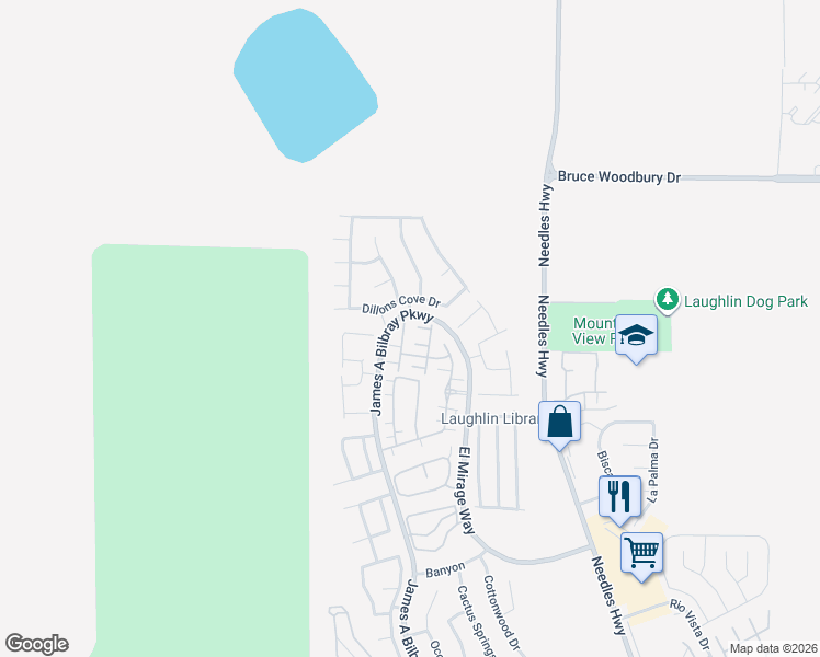 map of restaurants, bars, coffee shops, grocery stores, and more near 2664 Chinaberry Hill Street in Laughlin