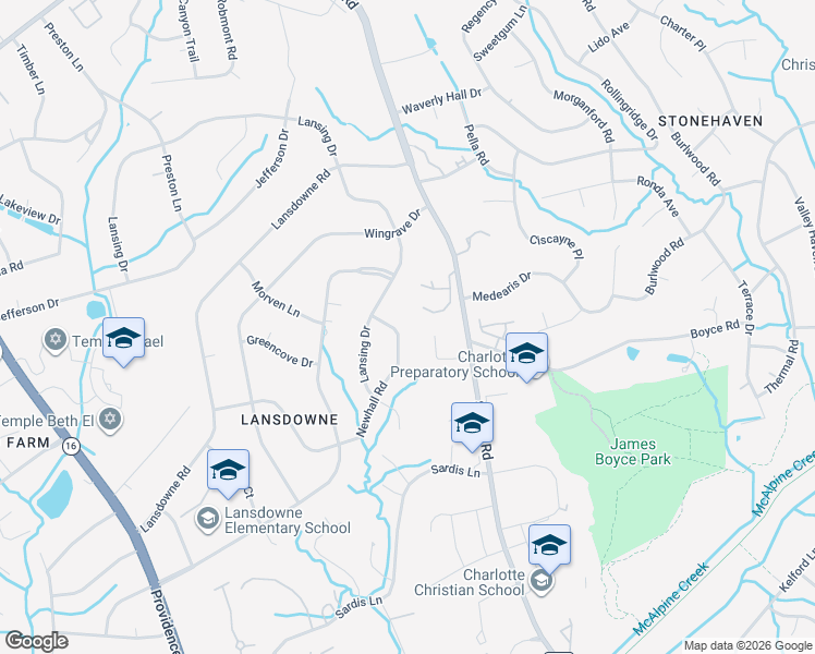 map of restaurants, bars, coffee shops, grocery stores, and more near 248 Bentley Oaks Lane in Charlotte