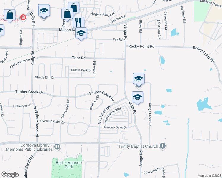 map of restaurants, bars, coffee shops, grocery stores, and more near 852 Tropicana Cove in Memphis
