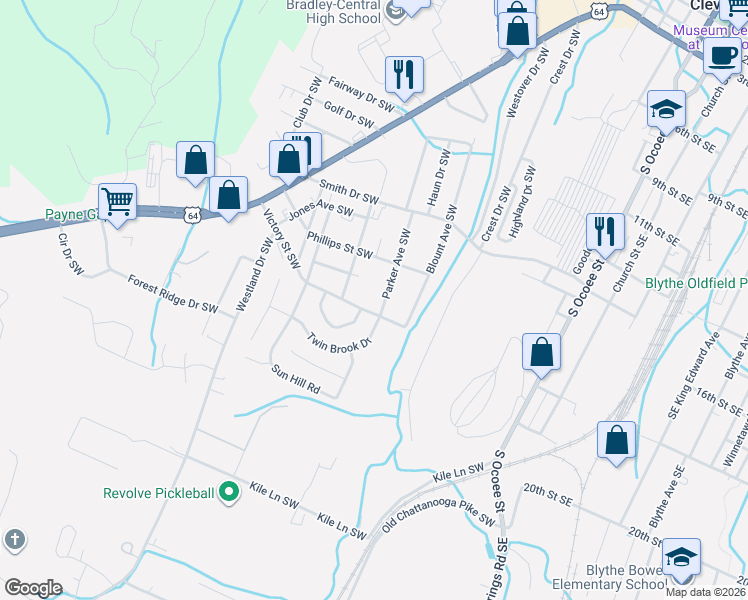 map of restaurants, bars, coffee shops, grocery stores, and more near 1607 Parker Avenue Southwest in Cleveland