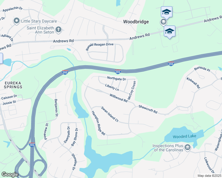map of restaurants, bars, coffee shops, grocery stores, and more near 949 Liberty Lane in Fayetteville