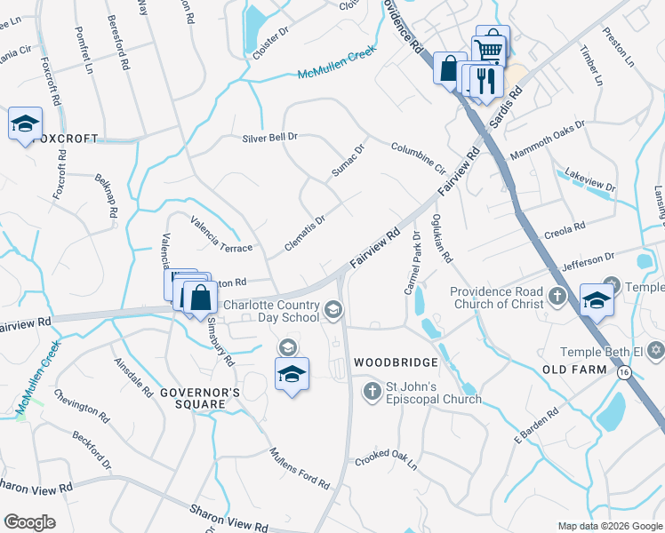 map of restaurants, bars, coffee shops, grocery stores, and more near in Charlotte