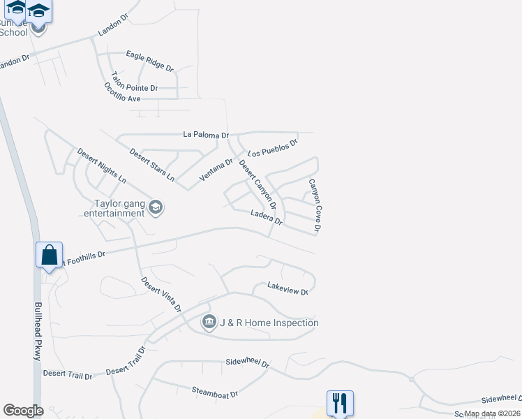 map of restaurants, bars, coffee shops, grocery stores, and more near 1070 Desert View Ln in Bullhead City