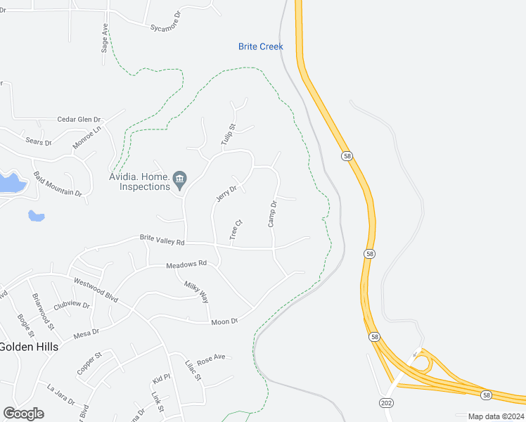 map of restaurants, bars, coffee shops, grocery stores, and more near 22621 Camp Drive in Tehachapi