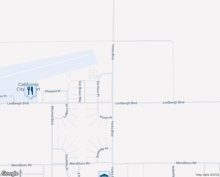 map of restaurants, bars, coffee shops, grocery stores, and more near Yerba Boulevard in California City