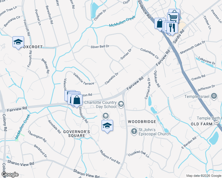 map of restaurants, bars, coffee shops, grocery stores, and more near in Charlotte