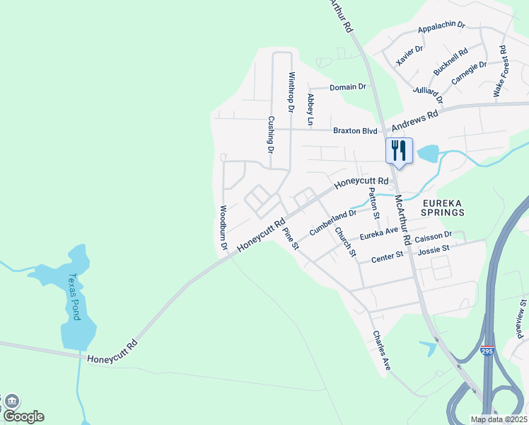 map of restaurants, bars, coffee shops, grocery stores, and more near 115 Mobile Lane in Fayetteville