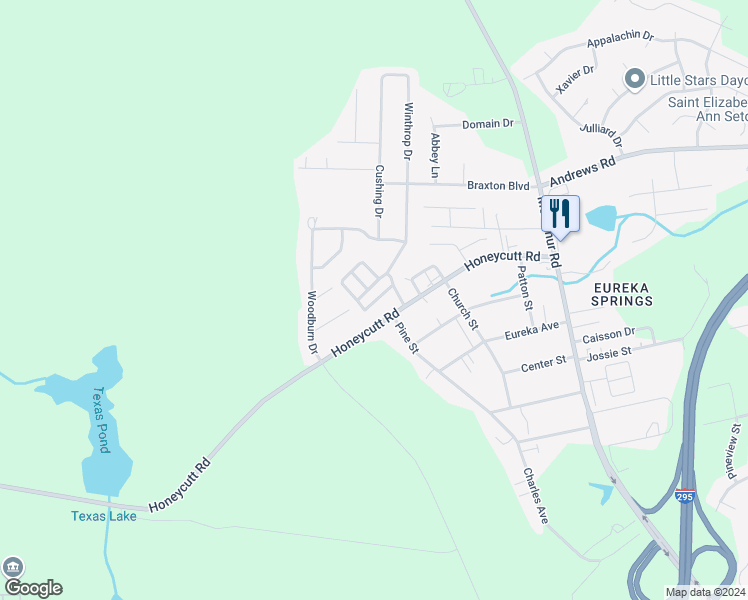 map of restaurants, bars, coffee shops, grocery stores, and more near 115 Mobile Lane in Fayetteville