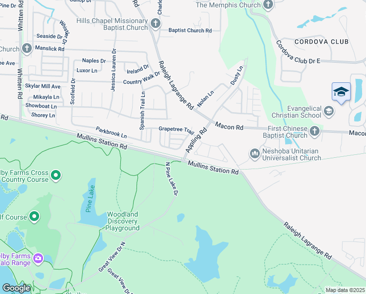 map of restaurants, bars, coffee shops, grocery stores, and more near 886 Tamarind Lane in Shelby County