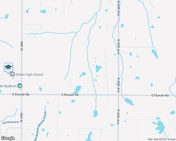 map of restaurants, bars, coffee shops, grocery stores, and more near 5400 East Etowah Road in Noble