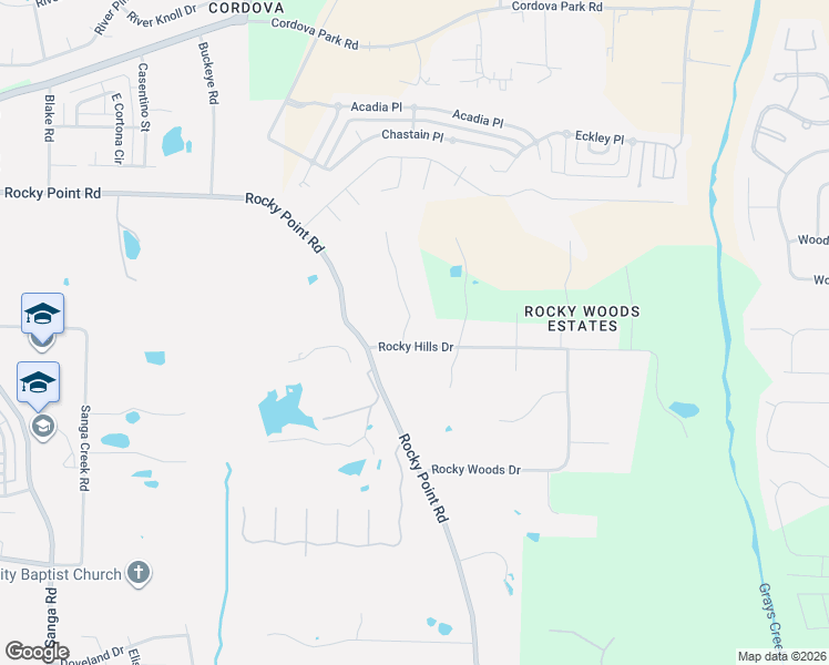 map of restaurants, bars, coffee shops, grocery stores, and more near 9238 Rocky Hills Drive in Memphis