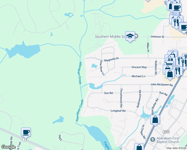 map of restaurants, bars, coffee shops, grocery stores, and more near 140 Newington Way in Aberdeen