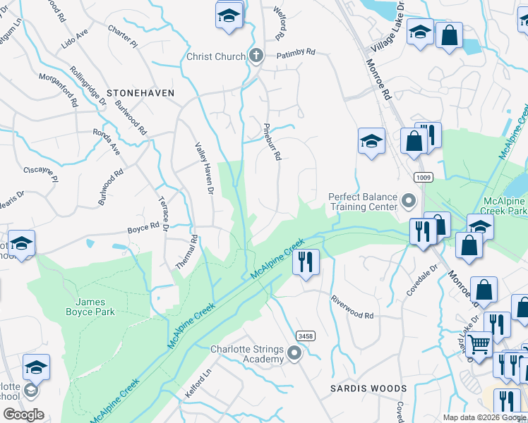 map of restaurants, bars, coffee shops, grocery stores, and more near in Charlotte