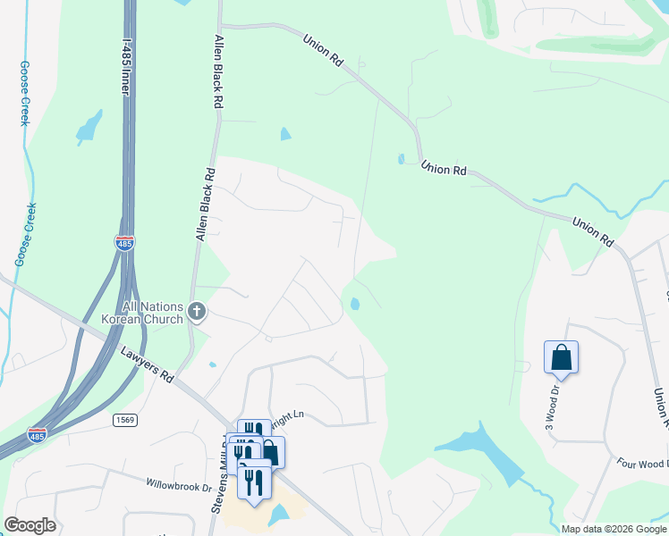 map of restaurants, bars, coffee shops, grocery stores, and more near 5901 McGregor Drive in Charlotte