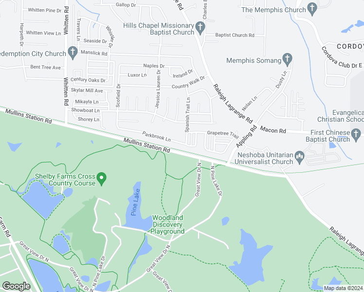 map of restaurants, bars, coffee shops, grocery stores, and more near 7087 Parkbrook Lane in Shelby County