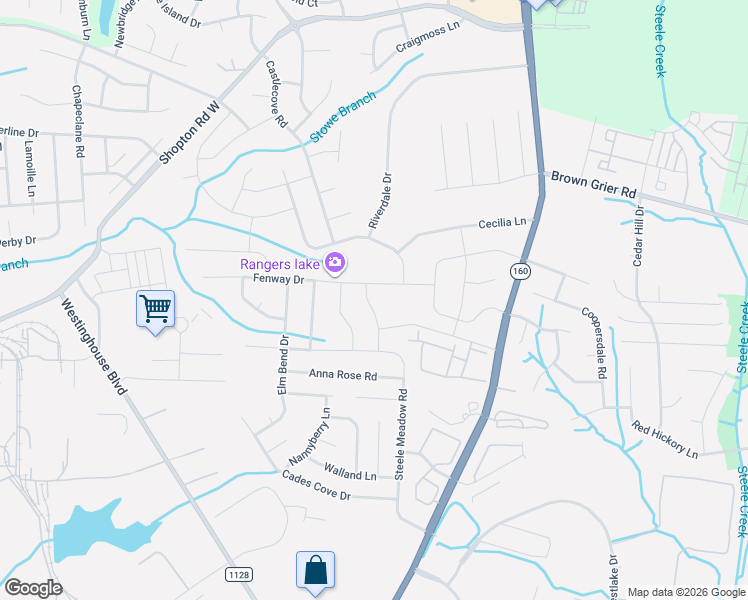 map of restaurants, bars, coffee shops, grocery stores, and more near 8318 Flint Hill Drive in Charlotte