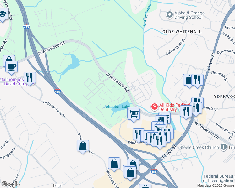 map of restaurants, bars, coffee shops, grocery stores, and more near 2919 W Arrowood Rd in Charlotte