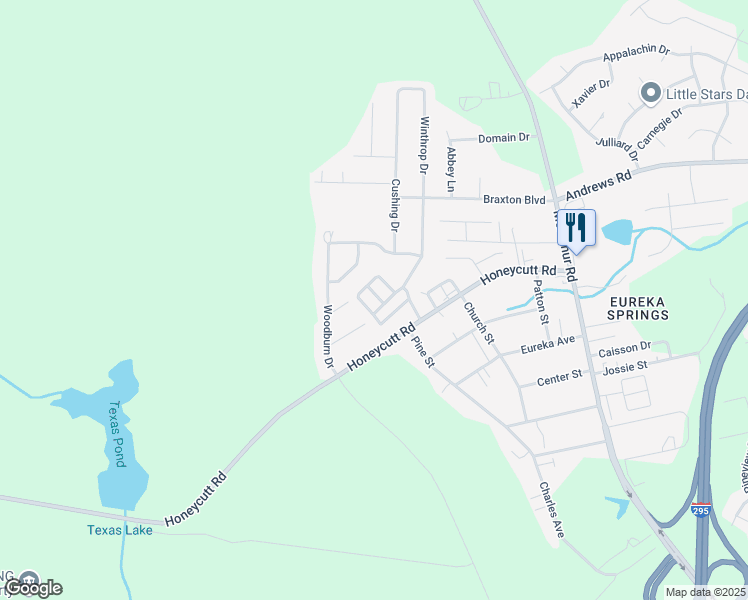 map of restaurants, bars, coffee shops, grocery stores, and more near 6415 Winthrop Drive in Fayetteville