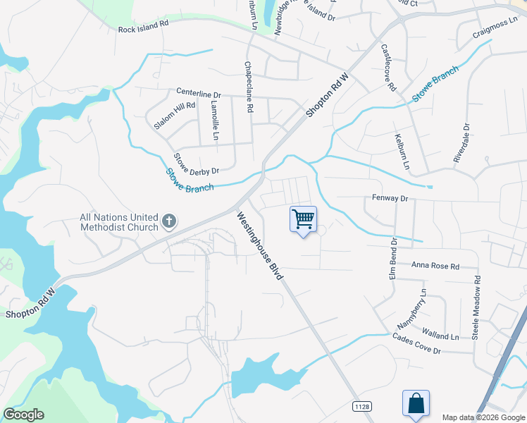 map of restaurants, bars, coffee shops, grocery stores, and more near 11033 Shopton Road West in Charlotte