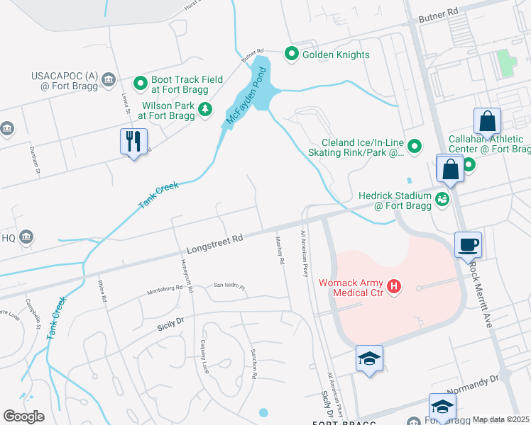 map of restaurants, bars, coffee shops, grocery stores, and more near 3908 Longstreet Road in Fort Bragg