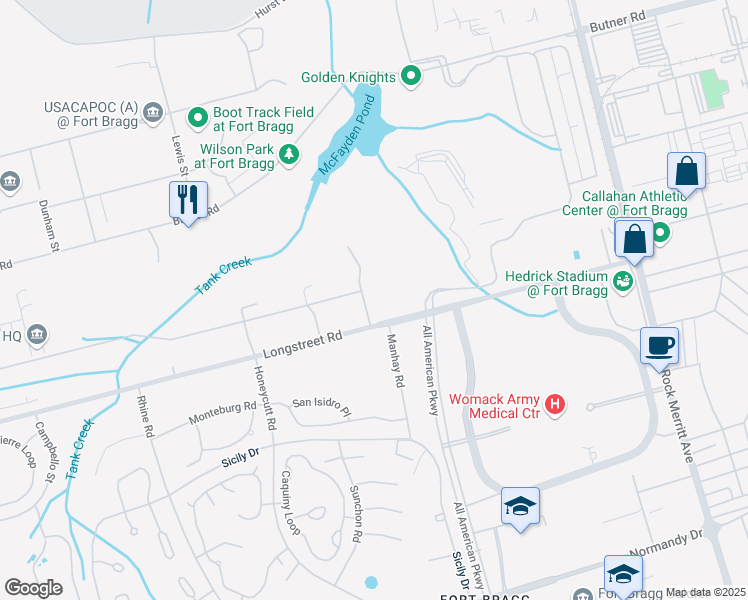 map of restaurants, bars, coffee shops, grocery stores, and more near 3908 Longstreet Road in Fort Bragg