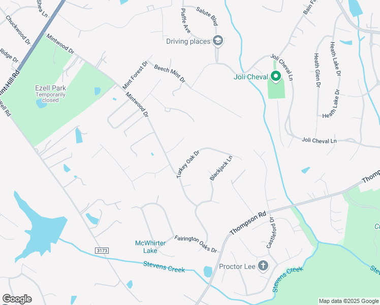 map of restaurants, bars, coffee shops, grocery stores, and more near 5505 Turkey Oak Drive in Mint Hill