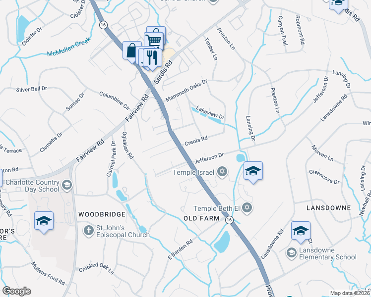 map of restaurants, bars, coffee shops, grocery stores, and more near in Charlotte