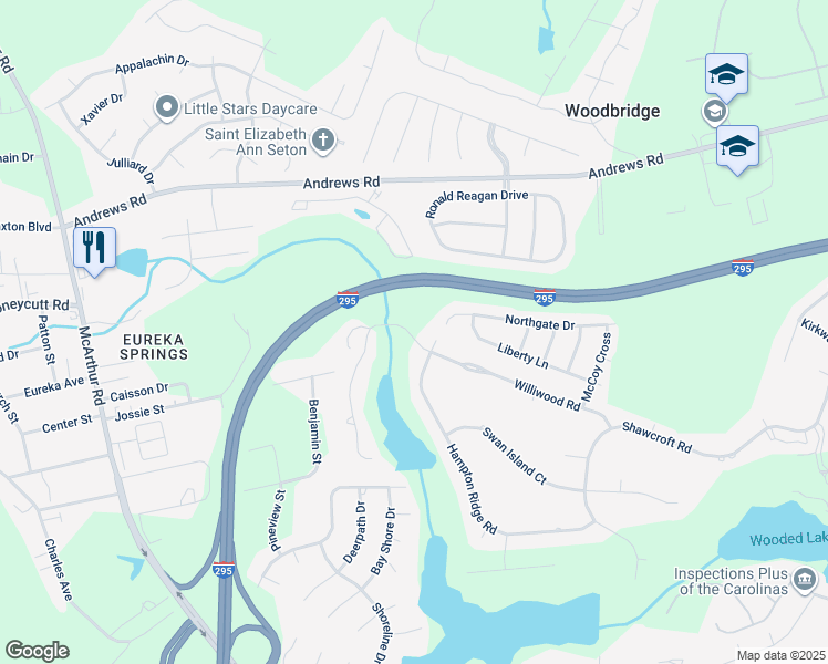 map of restaurants, bars, coffee shops, grocery stores, and more near 816 Kensington Park Road in Fayetteville