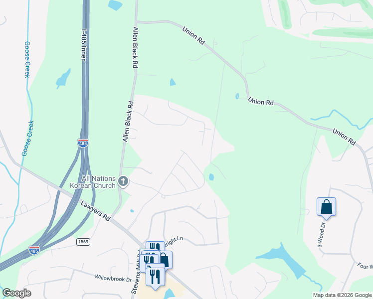 map of restaurants, bars, coffee shops, grocery stores, and more near 5901 McGregor Drive in Charlotte