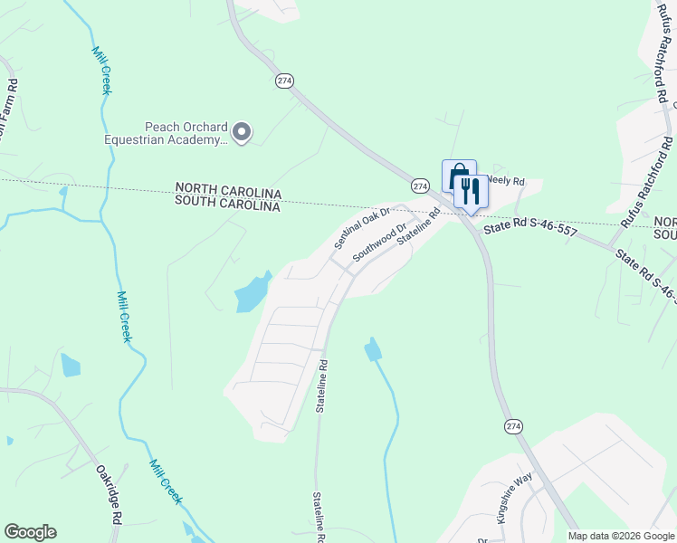 map of restaurants, bars, coffee shops, grocery stores, and more near 1026 Sentinal Oak Drive in Lake Wylie