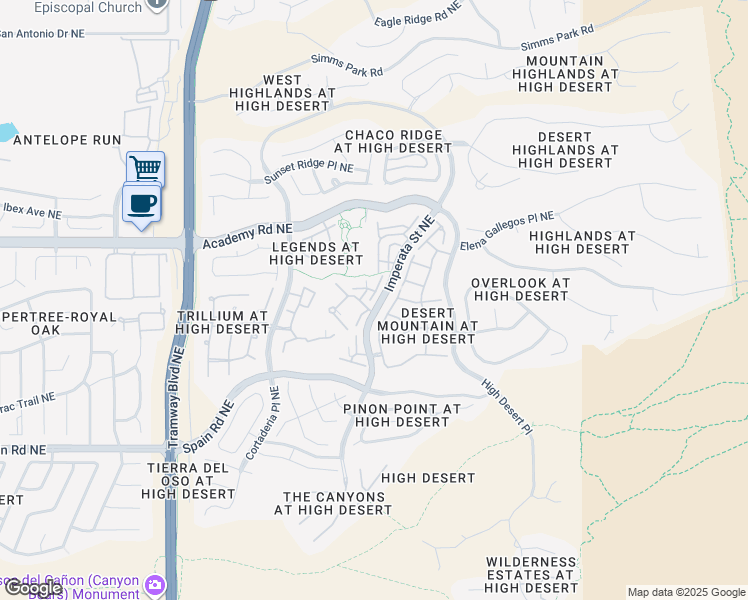 map of restaurants, bars, coffee shops, grocery stores, and more near 6101 Imperata Street Northeast in Albuquerque