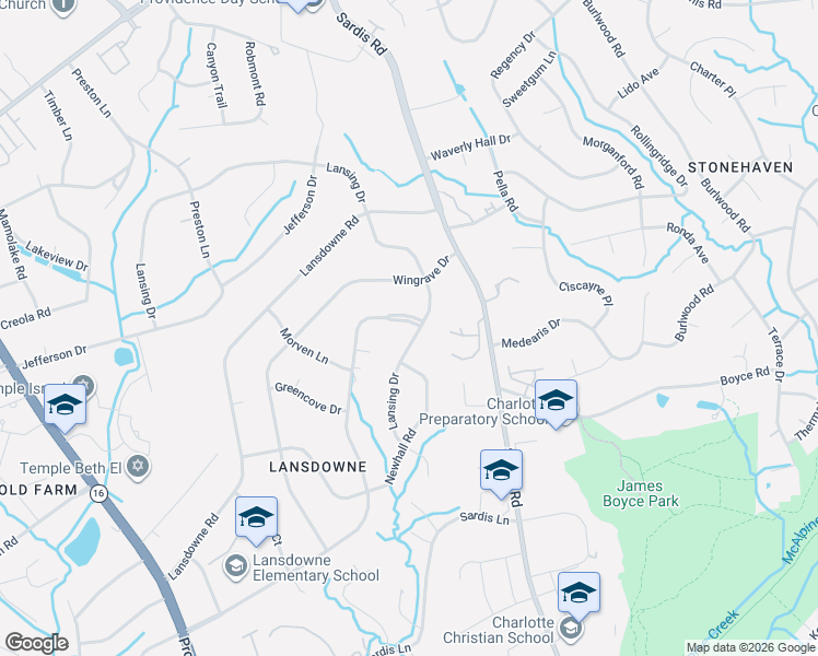 map of restaurants, bars, coffee shops, grocery stores, and more near 6418 Folger Drive in Charlotte