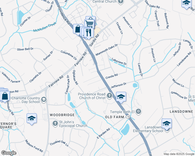 map of restaurants, bars, coffee shops, grocery stores, and more near in Charlotte