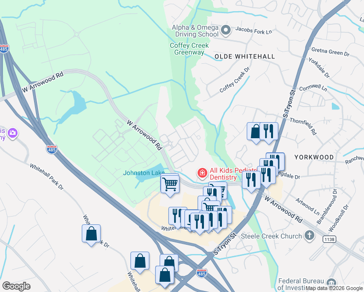 map of restaurants, bars, coffee shops, grocery stores, and more near in Charlotte