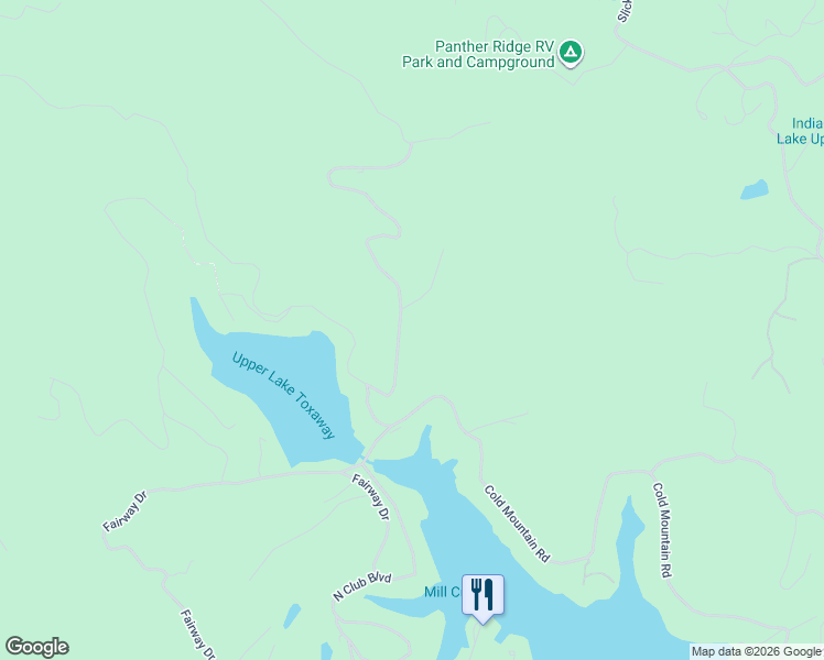 map of restaurants, bars, coffee shops, grocery stores, and more near 224 Panther Ridge Road in Lake Toxaway