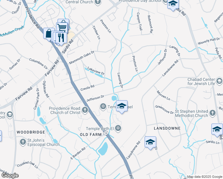 map of restaurants, bars, coffee shops, grocery stores, and more near 924 Jefferson Drive in Charlotte