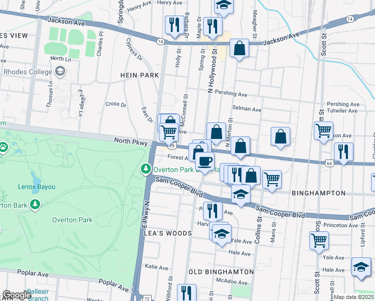 map of restaurants, bars, coffee shops, grocery stores, and more near 2404 U.S. 70 in Memphis