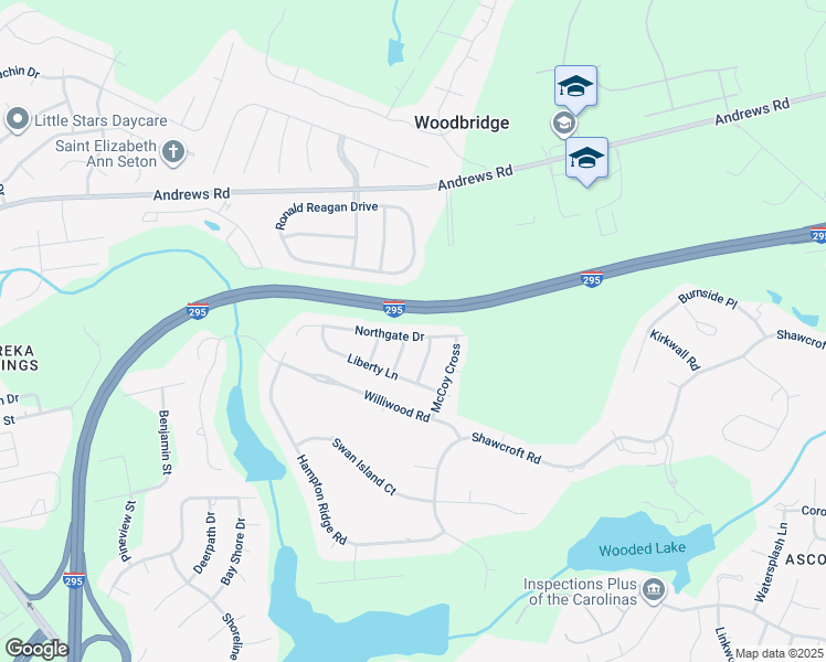 map of restaurants, bars, coffee shops, grocery stores, and more near Northgate Drive in Fayetteville