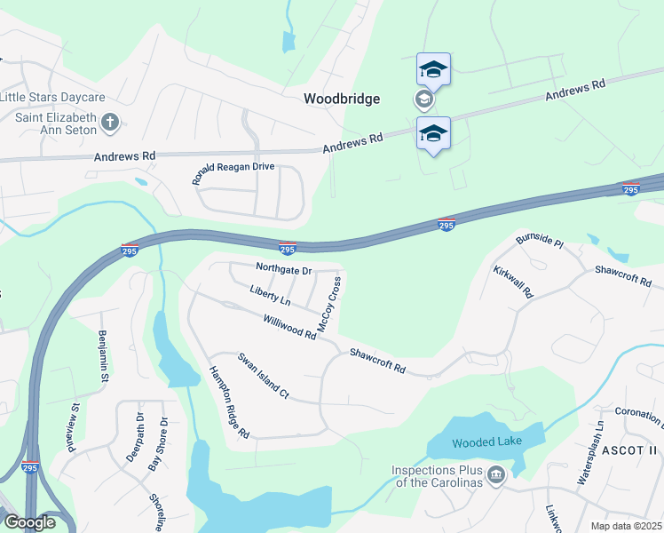 map of restaurants, bars, coffee shops, grocery stores, and more near Northgate Drive in Fayetteville