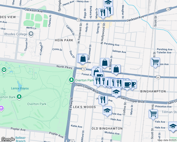 map of restaurants, bars, coffee shops, grocery stores, and more near 2404 U.S. 70 in Memphis