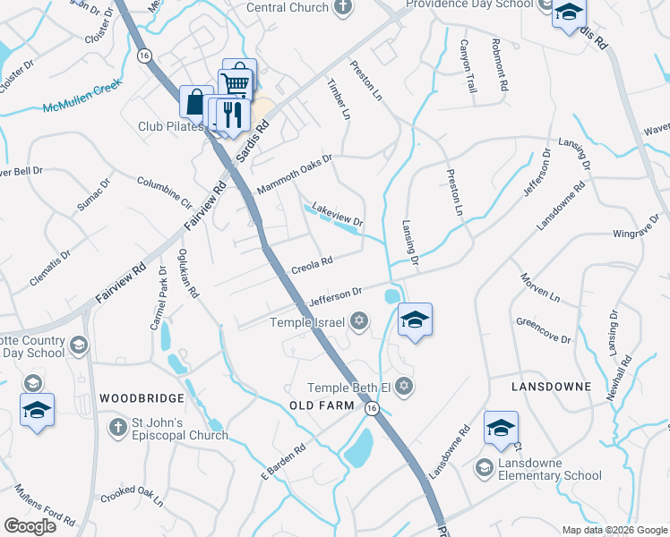 map of restaurants, bars, coffee shops, grocery stores, and more near 6133 State Road 3366 in Charlotte