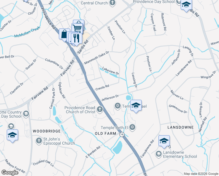 map of restaurants, bars, coffee shops, grocery stores, and more near 6133 State Road 3366 in Charlotte