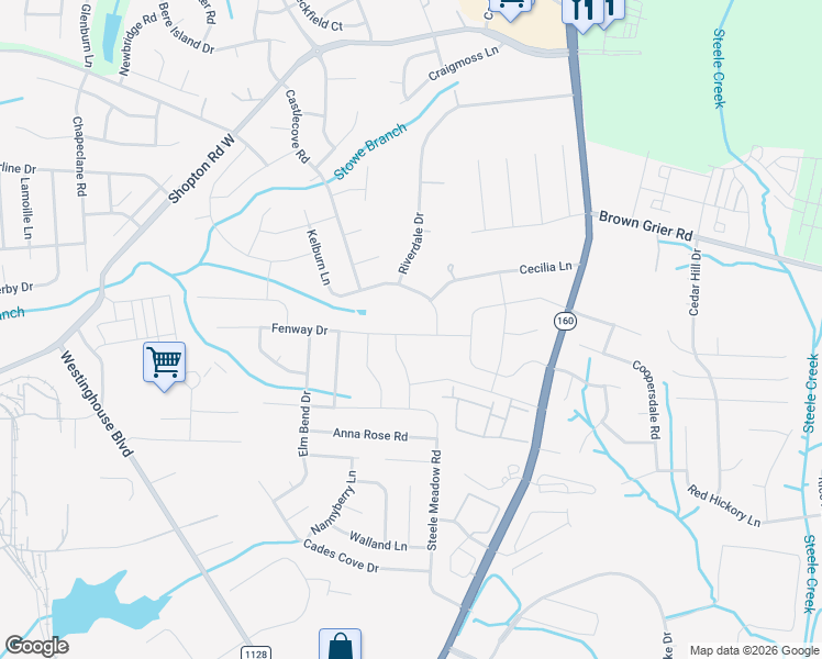map of restaurants, bars, coffee shops, grocery stores, and more near 5803 Fenway Drive in Charlotte