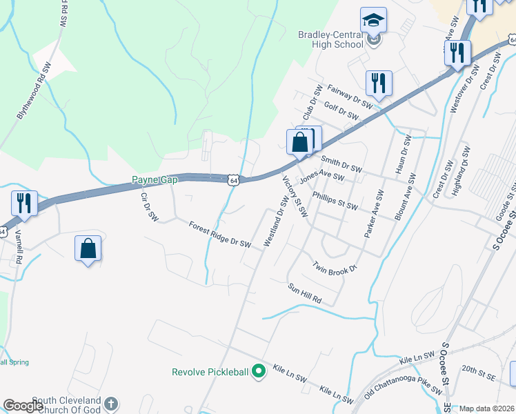 map of restaurants, bars, coffee shops, grocery stores, and more near 1702 McDonald Lane Southwest in Cleveland