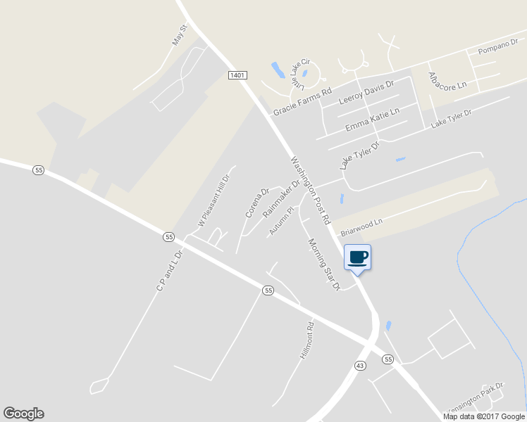 map of restaurants, bars, coffee shops, grocery stores, and more near 4638 Rainmaker Drive in New Bern