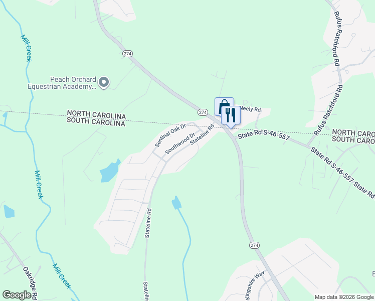 map of restaurants, bars, coffee shops, grocery stores, and more near 1242 Stateline Road in Clover